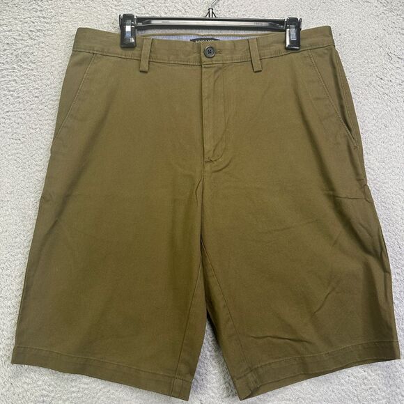 Banana Republic Khaki Shorts Mens 32 Emerson Olive Green Chino Flat Front Casual
